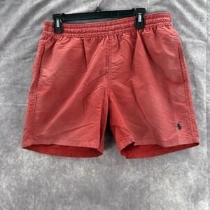 VTG Polo Ralph Lauren Shorts Mens M Red Swim Trunks Preppy